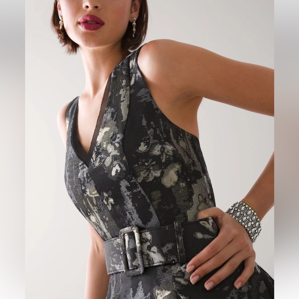 NEW White House Black Market Satin Jacquard Fit & Flare Dress
